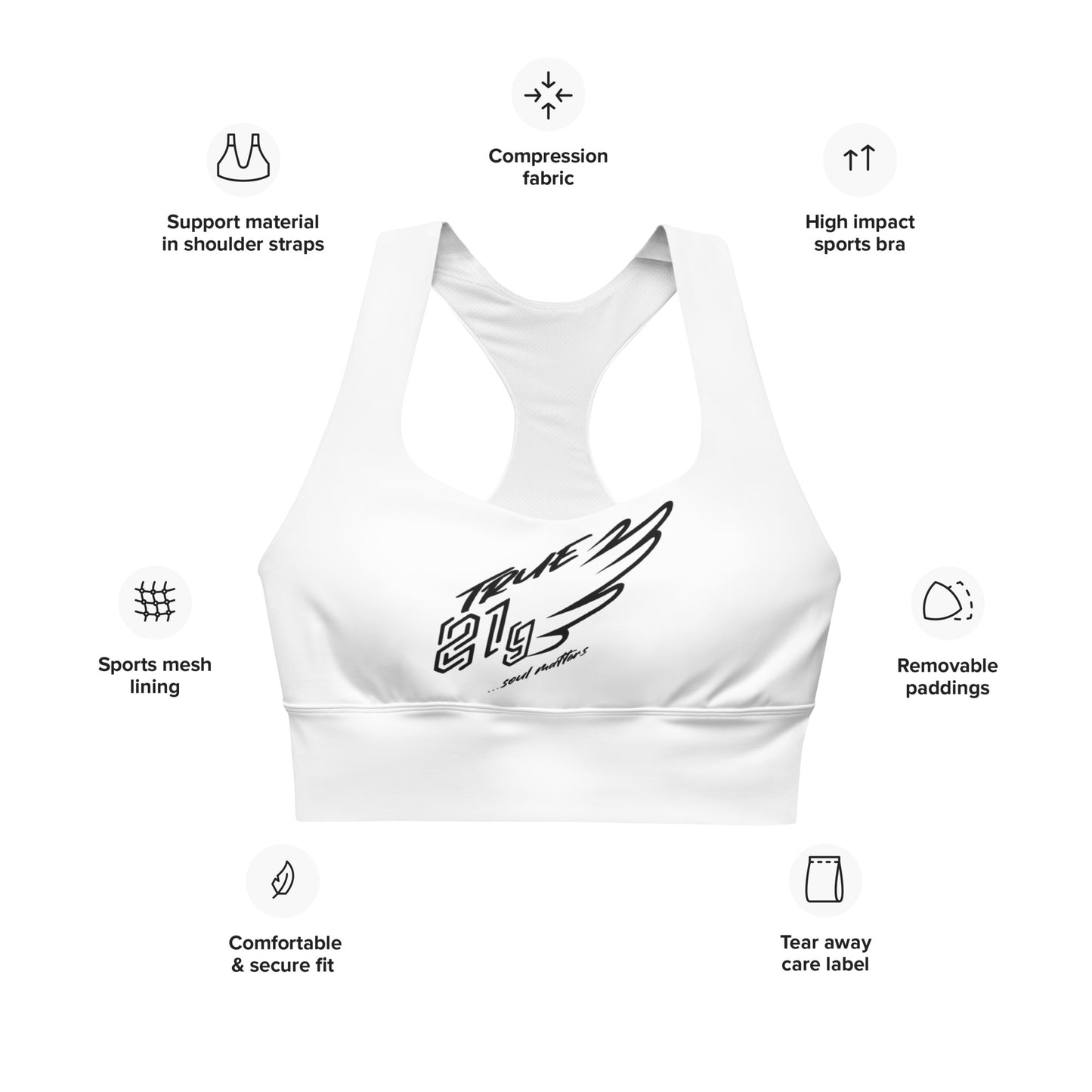 TRUE21G LONGLINE SPORTS BRA BLACK LABEL